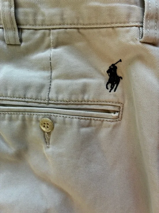 Polo Ralph Lauren Ethan Khaki Pants 36x31 Vintage Pleated Chinos - Picture 2 of 5